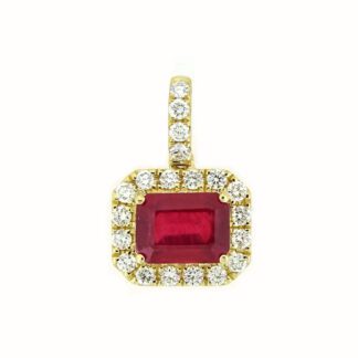 87902R Natural Ruby & Diamond Pendant in 14KT Yellow Gold