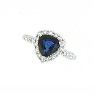 935112S Trillion Sapphire & Diamond Ring in 14KT White Gold