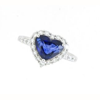 935113S Heart Sapphire & Diamond Ring in 14KT White Gold