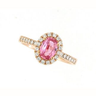 9351PS Pink Sapphire & Diamond Ring in 14KT Rose Gold