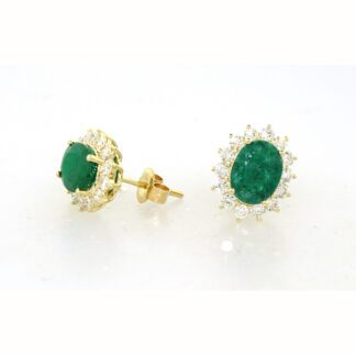 9773186E Emerald & Diamond Earrings in 14KT Yellow Gold