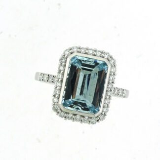 979419Q Aquamarine & Diamond Ring Set in 14KT White God