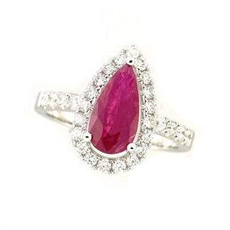 983419R Natural Ruby & Diamond Ring in 14KT White Gold