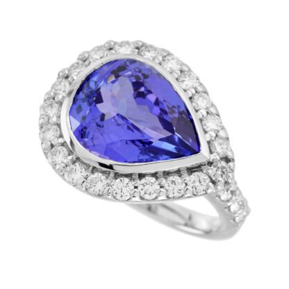 5599TZ Unique Tanzanite & Dimond Ring in 14KT White Gold