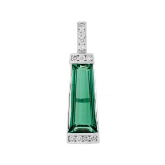 0270GT Unique Green Tourmaline & Diamond Pendant in 14KT White Gold