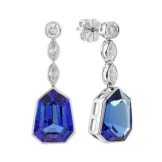 21991TZ Unique Tanzanite & Diamond Earrings in 14KT White Gold