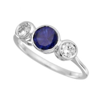 25706S-W Classic Sapphire & Diamond Ring in 14KT White Gold