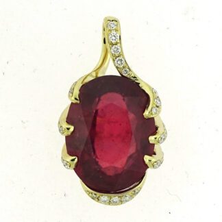 105602R Unique Ruby & Diamond Pendant in 14KT Yellow Gold