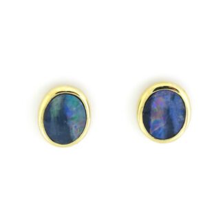 10701O-Y Natural Opal Stud Earrings in 10KT Yellow Gold