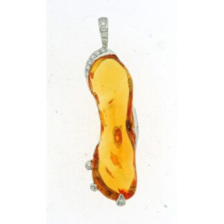 107523FO Unique Fire Opal & Diamond Pendant in 14KT Yellow Gold