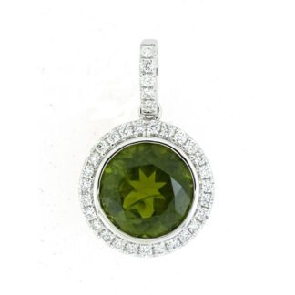 11338P Unique Peridot & Diamond Pendant in 14KT White Gold