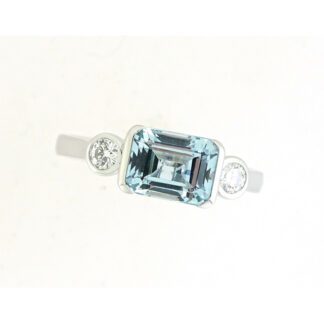 11341Q Aquamarine & Diamond Ring in 14KT White Gold