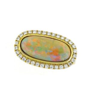 12214O Unique Opal & Diamond Ring in 14KT Yellow Gold