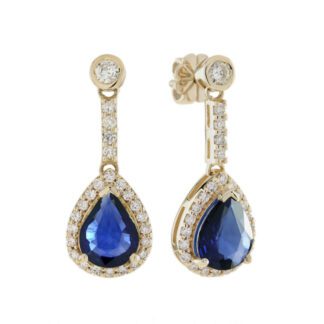 208312S Dangle Sapphire & Diamond Earrings in 14KT Yellow Gold