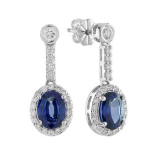 21731S Dangle Earrings with Sapphire & Diamond in14KT White Gold