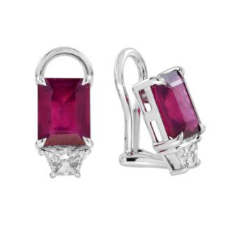 25081R Clip-on Ruby & Diamond Earrings in 14KT White Gold