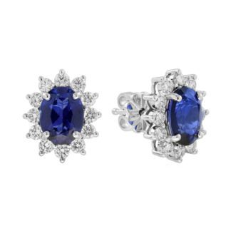 45911S Dazzling Sapphire & Diamond Earrings in 14KT White Gold