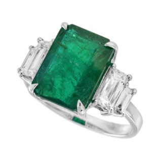 5702E Classic Emerald & Diamond Ring in 14KT White Gold