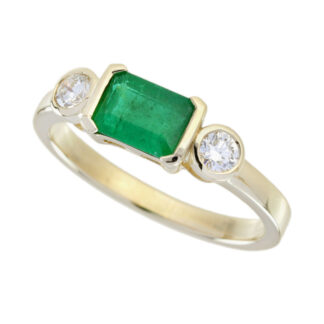 5770E Mod Emerald & Diamond Ring in 14KT Yellow Gold