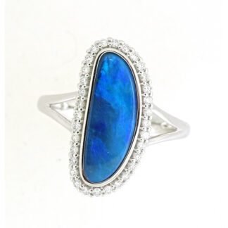 624624O Free Form Opal & Diamond Ring in 14KT White Gold