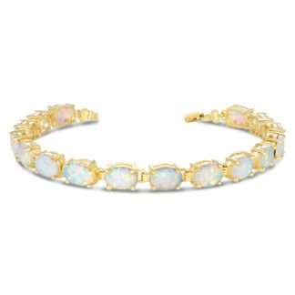 8762O White Opal Bracelet in 14KT Yellow Gold