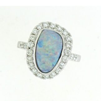 9688O-2 Free Form Opal & Diamond Ring in 14KT White Gold