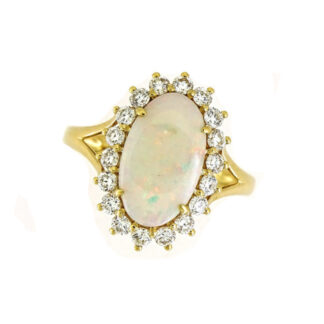 9773O Australian Opal & Diamond Ring in 14KT Yellow Gold