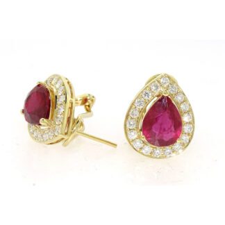 979315R Unique Ruby & Diamond Earrings in 14KT Yellow Gold