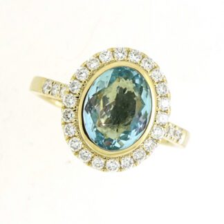 979419Q Aquamarine & Diamond Ring in 14KT Yellow Gold