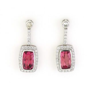 97941PT Pink Tourmaline & Diamond Earrings in 14KT White Gold