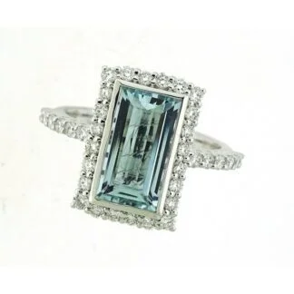 979424Q Aquamarine & Diamond Ring in14KT White Gold