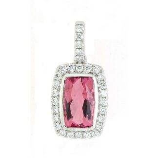 97942PT Pink Tourmaline & Diamond Pendant Set in 14KT White Gold