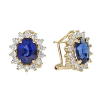 22451S Classic Sapphire Earrings with Diamonds in 14KT Yellow Gold