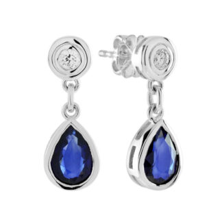 25381S-W Drop Sapphire & Diamond Earrings in 14KT Gold