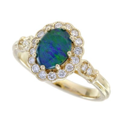 2861O Vintage Opal & Diamond Ring in 14KT Yellow Gold