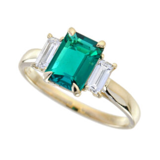 57002E Emerald & Diamond Ring in 14KT Yellow Gold