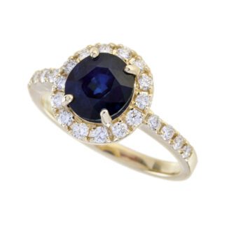 5768S Sapphire & Diamond Halo Ring in 14KT Yellow Gold