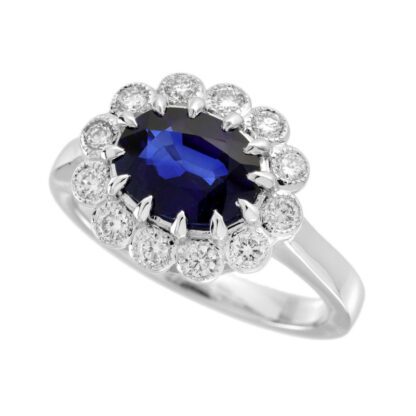 5769S Vintage Sapphire & Diamond Ring in 14KT White Gold