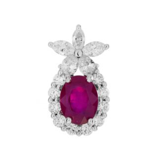 02862R Unique Ruby & Diamond Pendant in 14KT White Gold