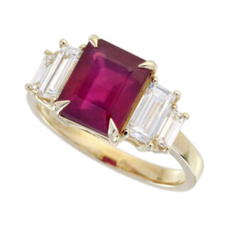 5702R Unique Ruby & Diamond Ring in 14KT Yellow Gold