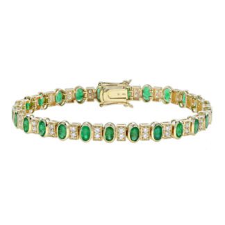 0339E Emerald & Diamond Bracelet in 14KT Yellow Gold