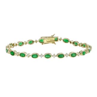 0341E Emerald & Diamond Bracelet in 14KT Yellow Gold