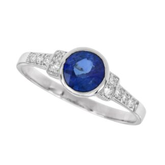 0600S Vintage Sapphire & Diamond Ring in 10KT White Gold