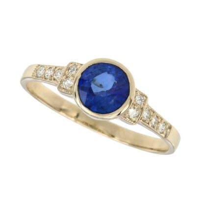 0600S-Y Vintage Sapphire & Diamond Ring in 10KT Yellow Gold