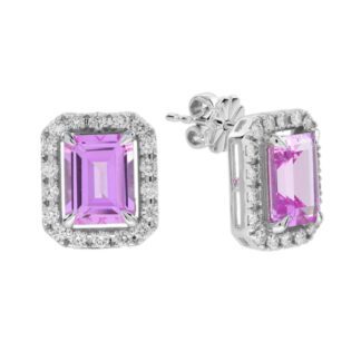 25091PS Pink Sapphire & Diamond Earrings in 14KT White Gold
