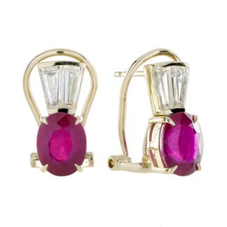 25661R Clip Ruby & Diamond Earrings in 14KT Yellow Gold