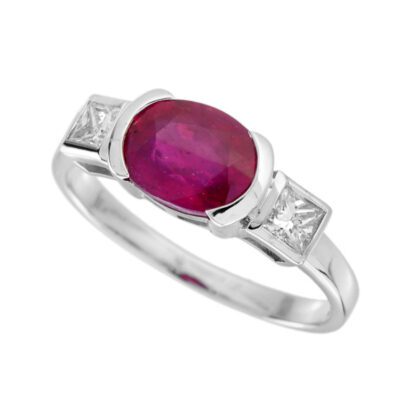 5825R Mod Ruby & Diamond Ring Set in 14KT White Gold