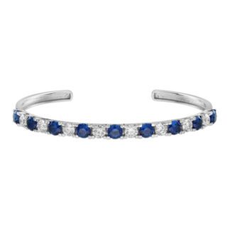 0071S Sapphire & Diamond Bangle Bracelet in 14KT White Gold