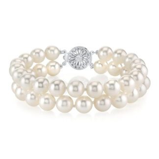 2657707 Pearl Bracelet with 2 Rows and Filigree 14KT Gold Clasp