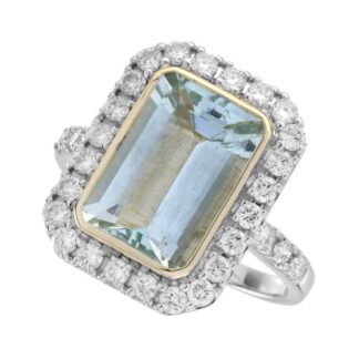 44653Q-W Unique Aquamarine & Diamond Ring in 14KT White Gold